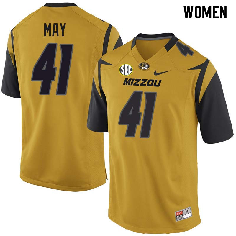 Women #41 Chance May Missouri Tigers College Football Jerseys Sale-Yellow